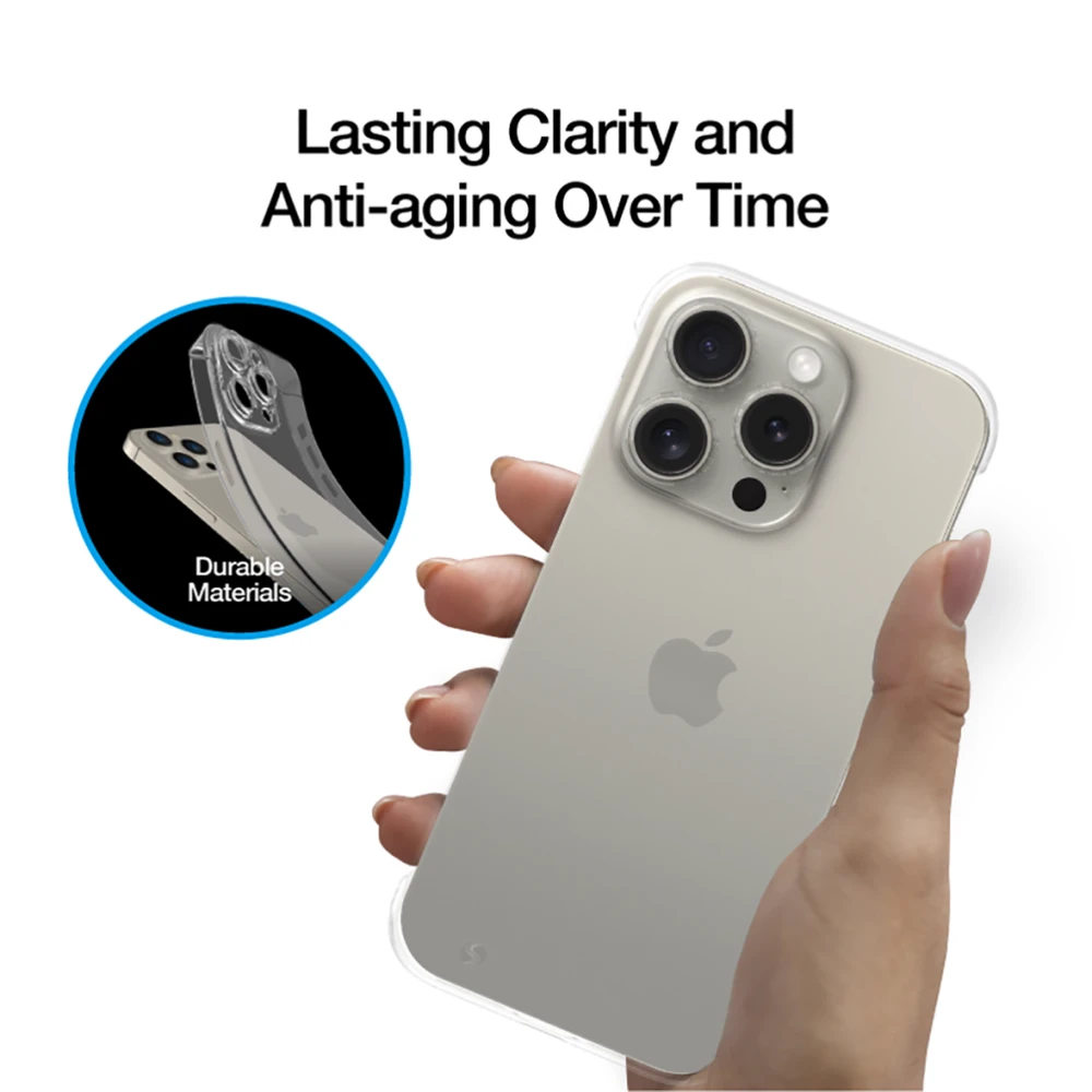 Dėklas Just Mobile Tik mobilusis TENC? [Slim Fit], skirtas iPhone 15 Pro Max – Crystal