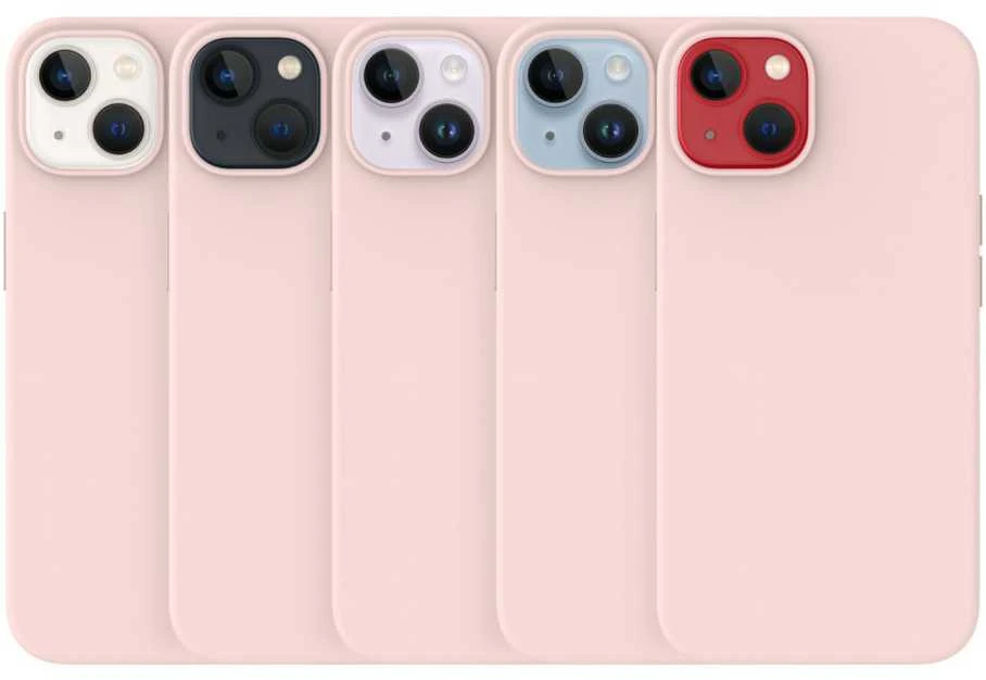 Just Mobile TENC silikoninis dėklas, skirtas „iPhone 14“ (taip pat tinka „iPhone 13“ baziniam modeliui) – rožinis