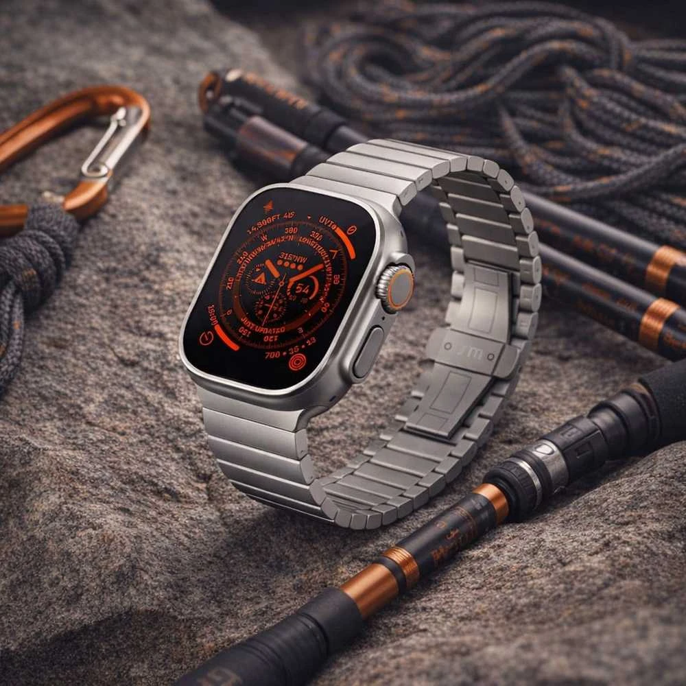 „Just Mobile“ titano spalvos laikrodžio dirželis, skirtas „Apple Watch Ultra“ (1 ir 2), su DLC danga – Pilkas