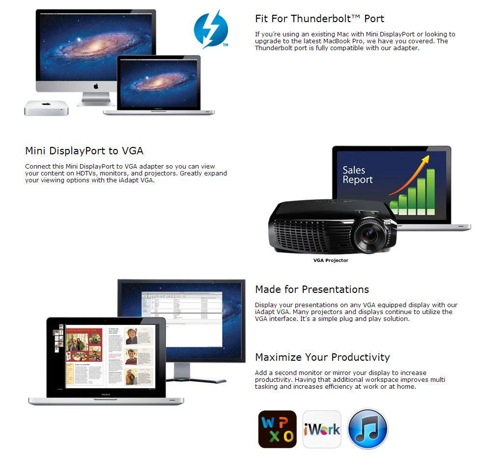 Kanex iAdapt VGA Mini DisplayPort į VGA adapterį (Baltas)
