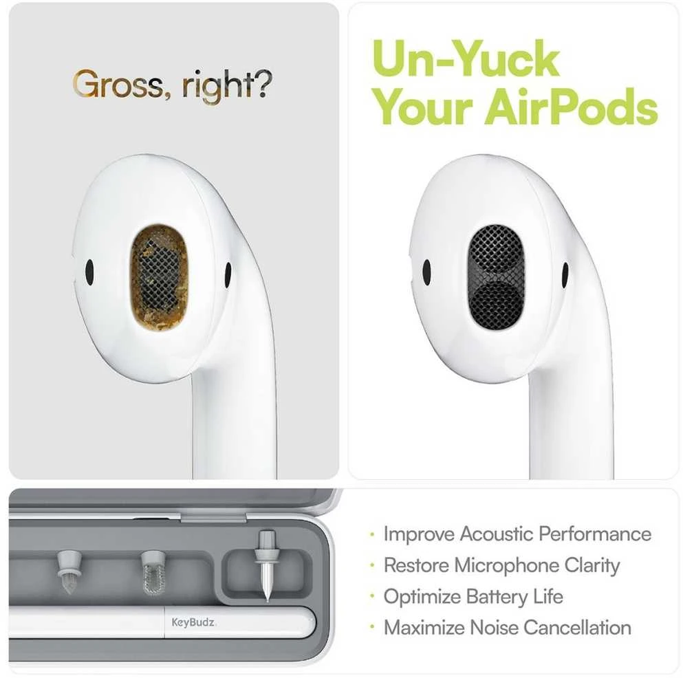 Valiklis „Class and Culture LLC KeyBudz AirCare 2.0 Premium Cleaning Kit“ – išsamus „AirPods“ ir „Lightning-USB-C“ prievadų rinkinys