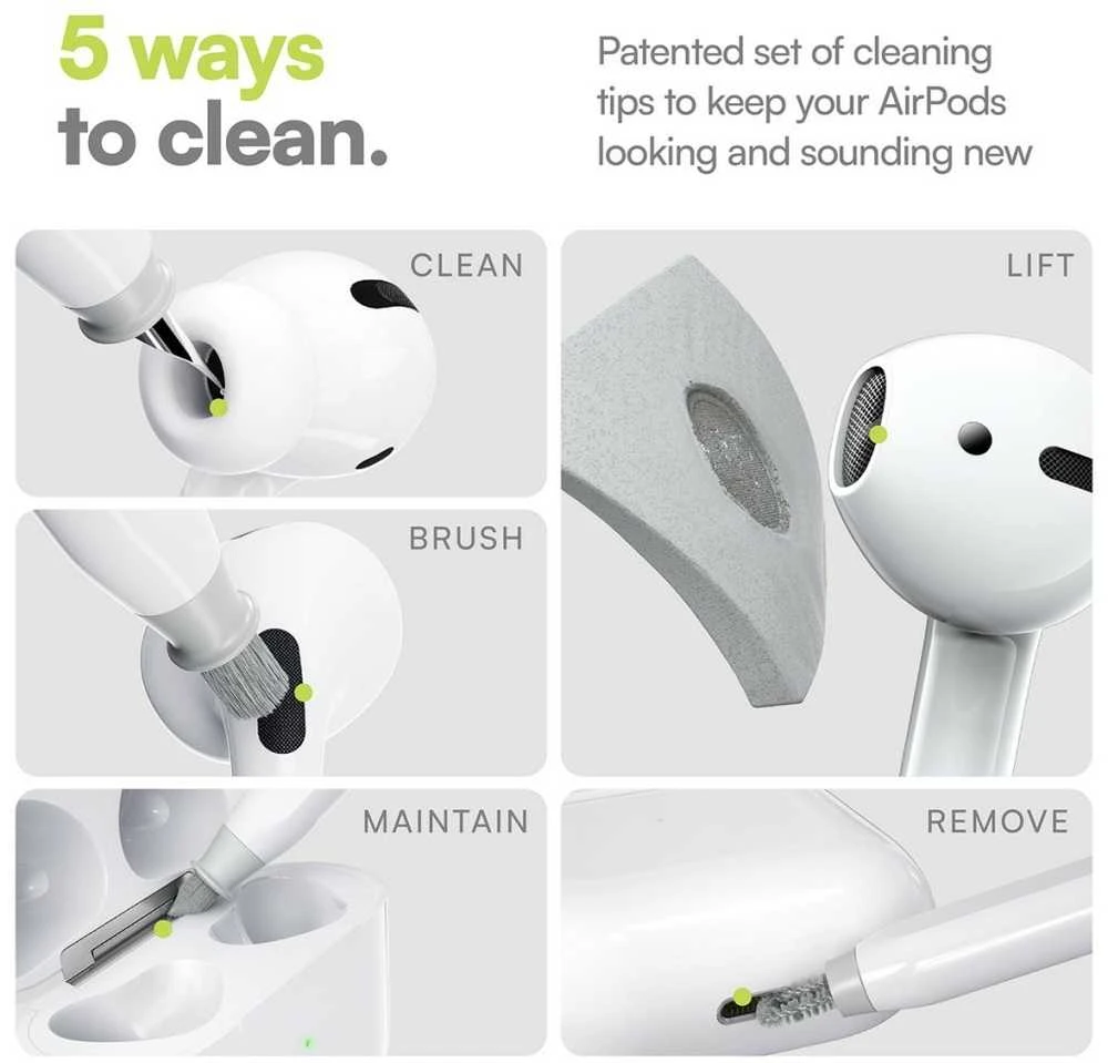 Valiklis „Class and Culture LLC KeyBudz AirCare 2.0 Premium Cleaning Kit“ – išsamus „AirPods“ ir „Lightning-USB-C“ prievadų rinkinys