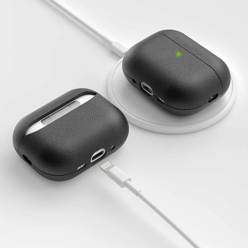 KeyBudz Artisan Series Leather dėklas skirtas AirPods Pro 3 - Juodas