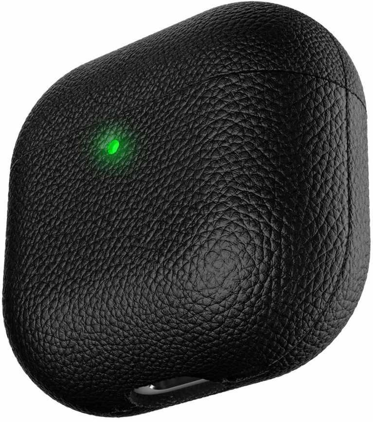 „KeyBudz Artisan“ serijos odinis dėklas, skirtas „AirPods“ (4-osios kartos), juodas