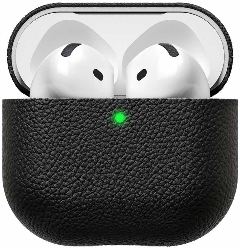 „KeyBudz Artisan“ serijos odinis dėklas, skirtas „AirPods“ (4-osios kartos), juodas