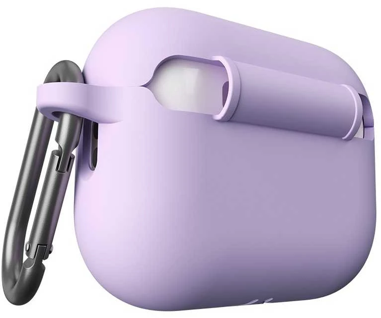 Levandų spalvos AirPods Pro dėklas su karabinu