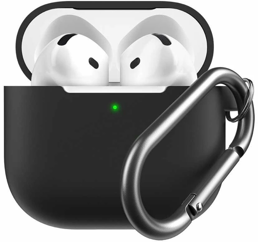 KeyBudz Elevate Keychain – silikoninis apsauginis dėklas, skirtas 4 gen. AirPods (juodas).