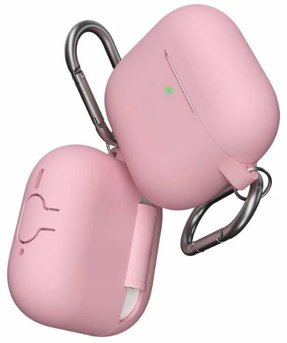 „Class and Culture LLC“ „KeyBudz Elevate“ raktų pakabukas – silikoninis apsauginis dėklas, skirtas 4-osios kartos „AirPods“ ausinėms (rausvai rožinės spalvos)