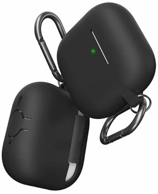 KeyBudz Elevate Keychain – silikoninis apsauginis dėklas, skirtas 4 gen. AirPods (juodas).