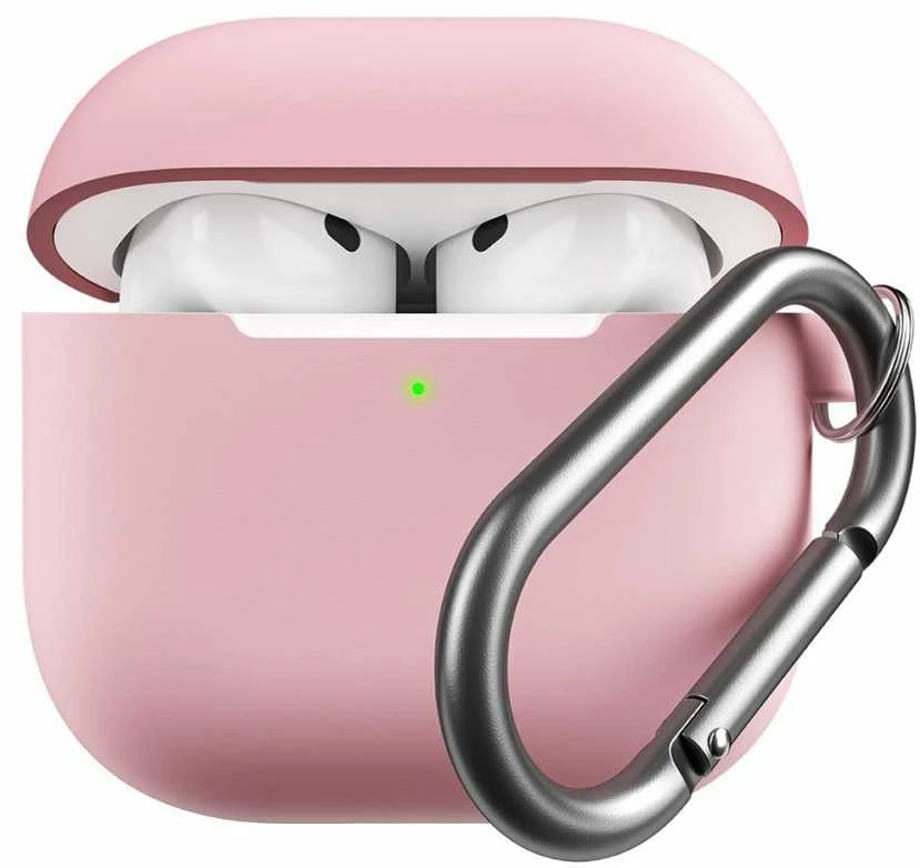 „Class and Culture LLC“ „KeyBudz Elevate“ raktų pakabukas – silikoninis apsauginis dėklas, skirtas 4-osios kartos „AirPods“ ausinėms (rausvai rožinės spalvos)