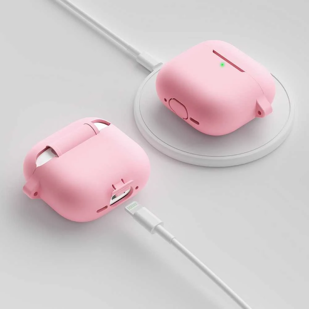 „Class and Culture LLC“ „KeyBudz Elevate“ raktų pakabukas – silikoninis apsauginis dėklas, skirtas 4-osios kartos „AirPods“ ausinėms (rausvai rožinės spalvos)