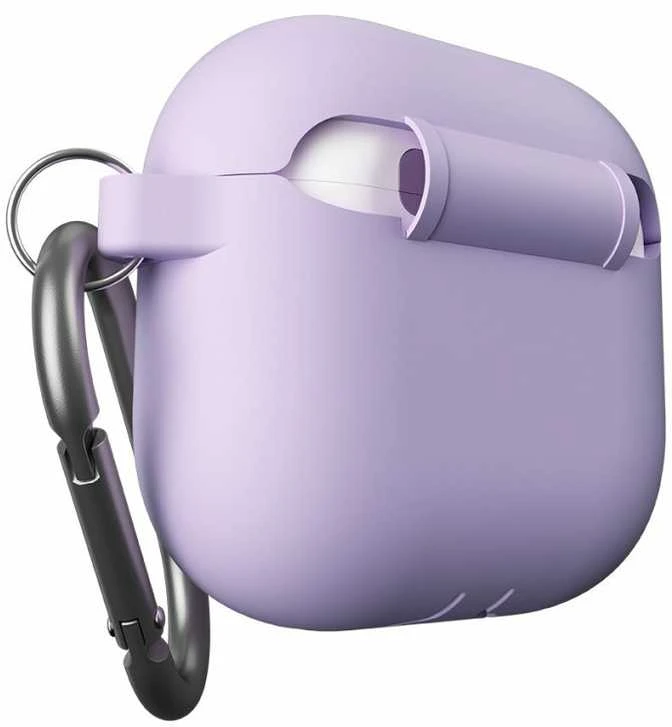 AirPods 4 silikoninis dėklas su karabinu lavender