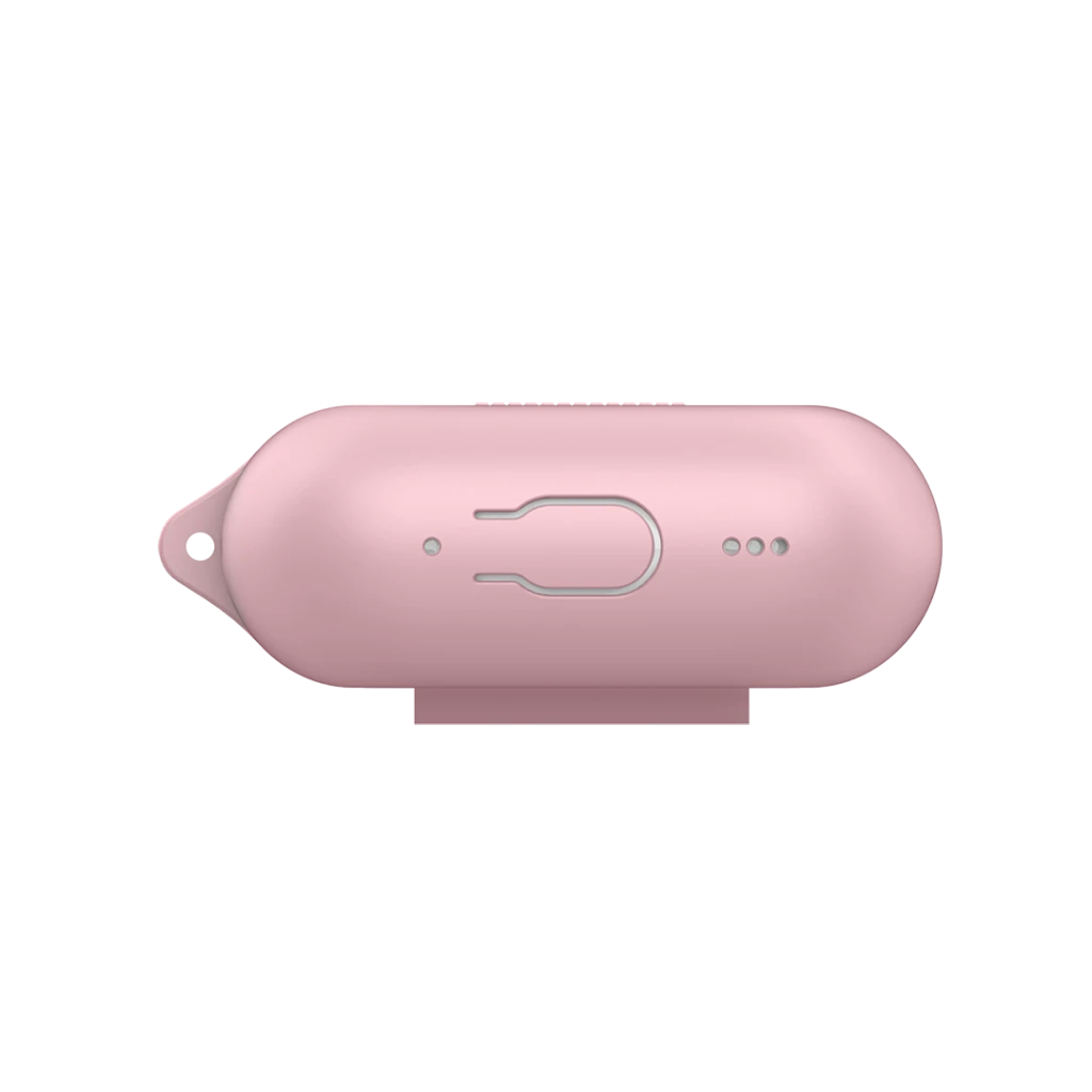 Rausvas AirPods Pro 2 silikoninis dėklas su kilpute