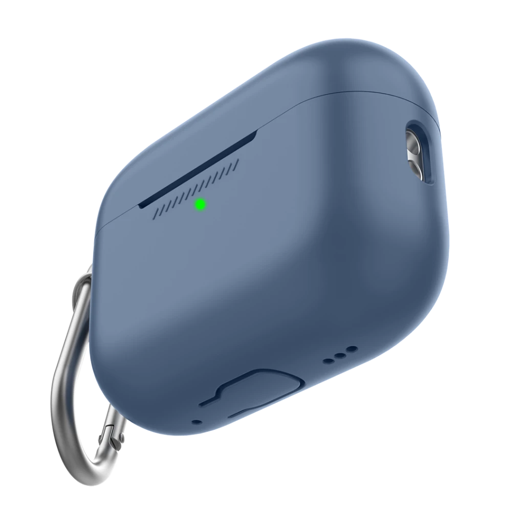 AirPods Pro 2 silikoninis dėklas su karabinu – kobaltas