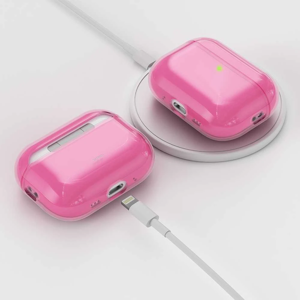 KeyBudz Jelly Series permatomas dėklas skirtas AirPods Pro 3rd Gen - Neon pink
