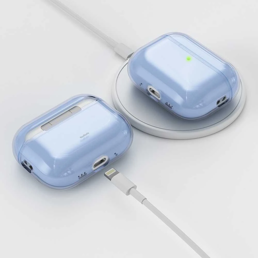 KeyBudz Jelly Series permatomas dėklas skirtas AirPods Pro 3rd Gen - Baby mėlynas