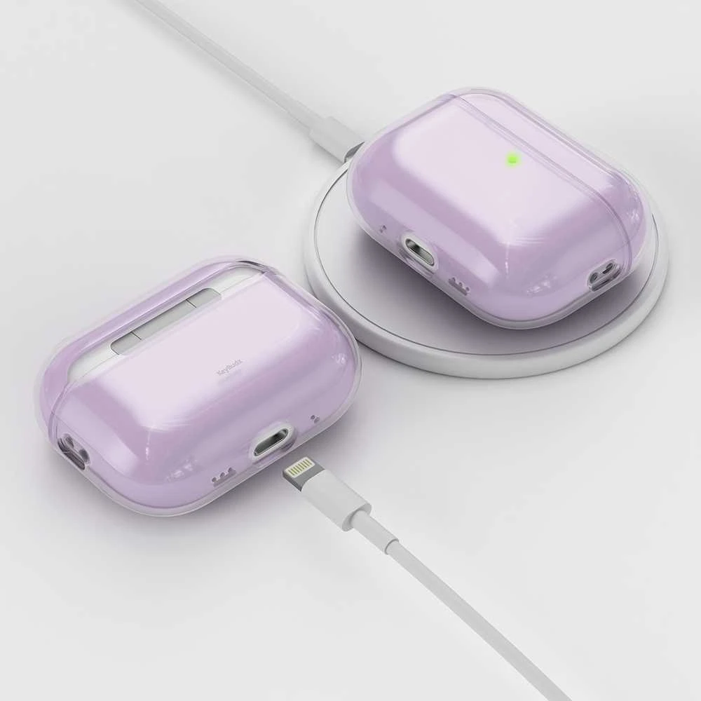 KeyBudz Jelly Series permatomas dėklas skirtas AirPods Pro 3rd Gen - Lavender, transparent finish