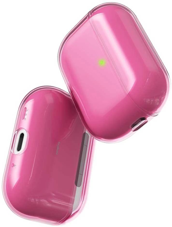 KeyBudz Jelly Series permatomas dėklas skirtas AirPods Pro 3rd Gen - Neon pink