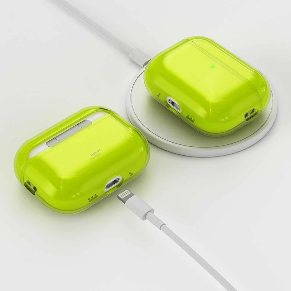 „KeyBudz Jelly“ serijos permatomas dėklas, skirtas „AirPods Pro“ (3 kartos) – neoninės geltonos spalvos