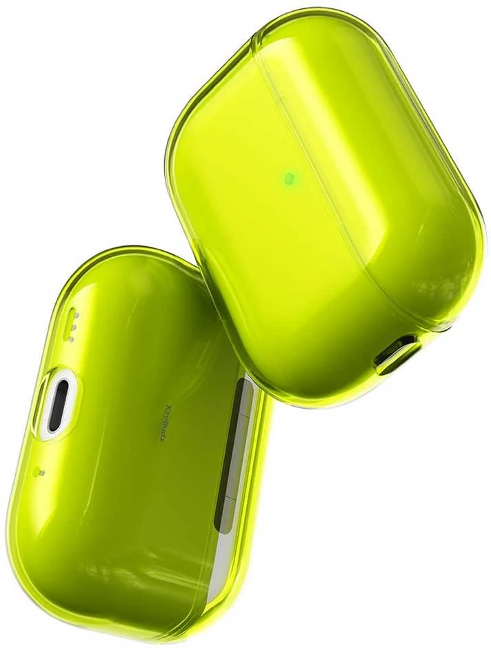 „KeyBudz Jelly“ serijos permatomas dėklas, skirtas „AirPods Pro“ (3 kartos) – neoninės geltonos spalvos