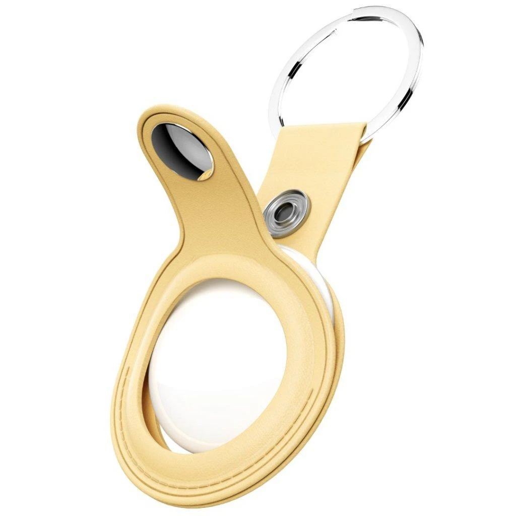 KeyBudz AirTag Keyring - skórzane ochronne etui do AirTag 2- pack (Pastel Geltona)