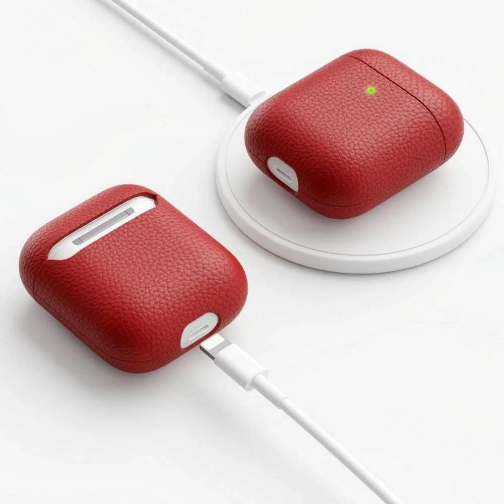 KeyBudz PodSkinz Artisan Series Leather dėklas skirtas AirPods 3 - Raudona