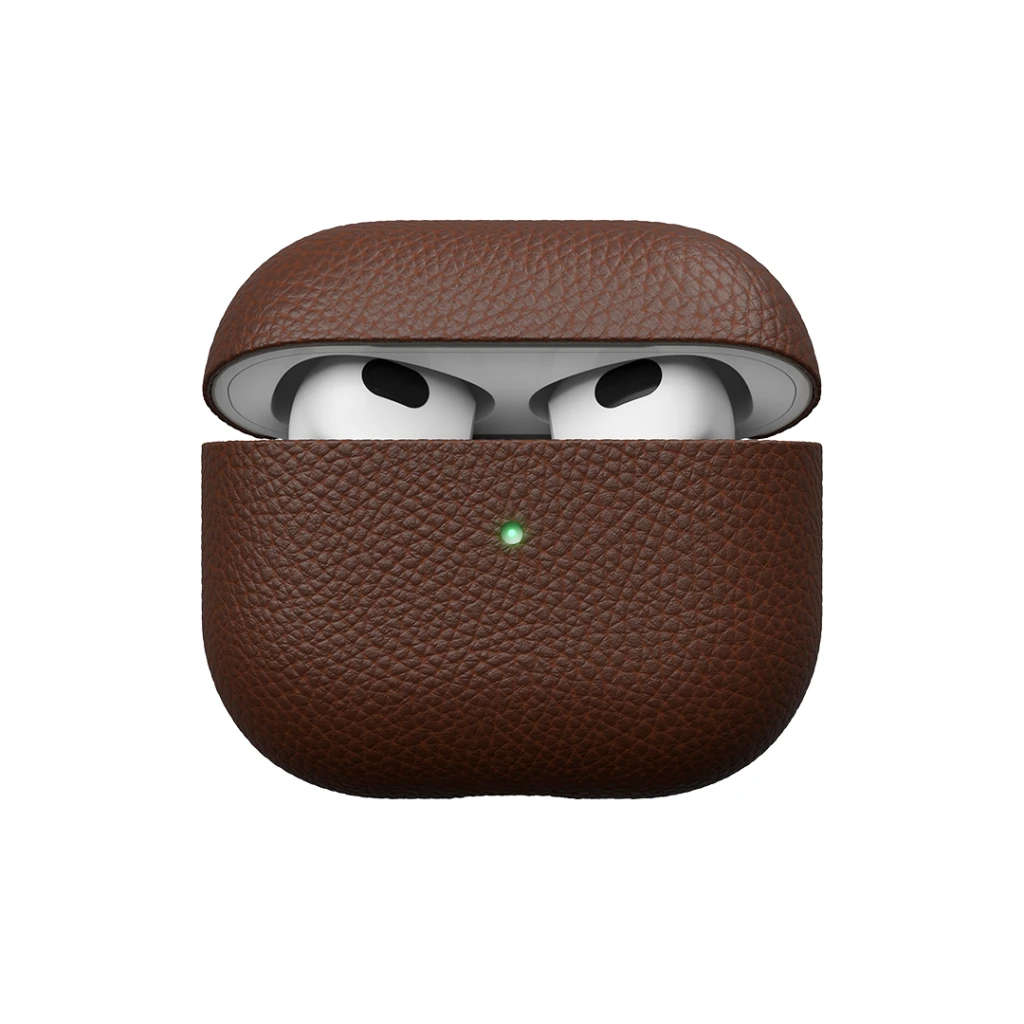 KeyBudz – PodSkinz Artisan Series odinis dėklas – rankų darbo odinis dėklas, skirtas jūsų Airpods 3 (spalva: Natural Ruda)