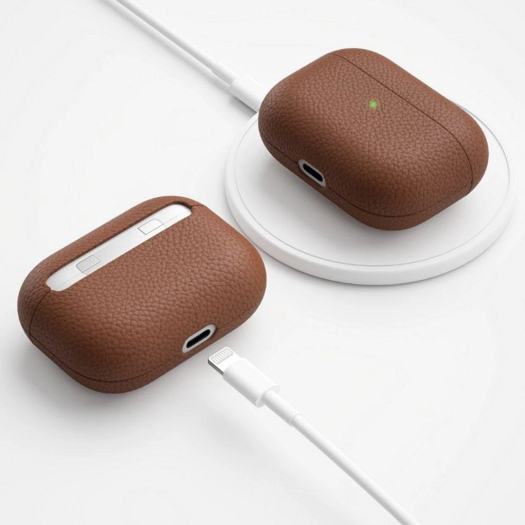 KeyBudz Artisan serijos odinis „AirPods Pro“ dėklas, natūralus rudas