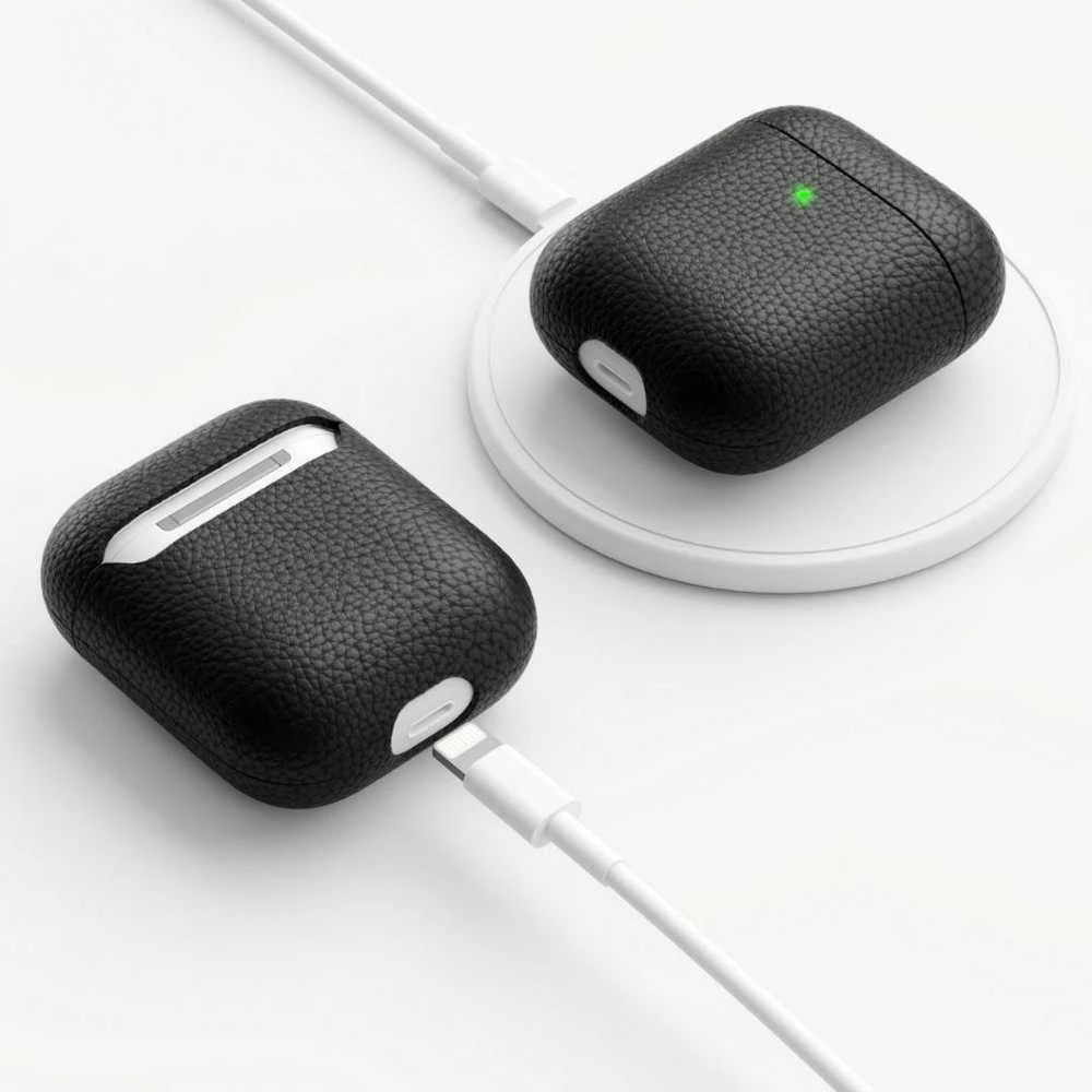 KeyBudz PodSkinz Artisan Series Leather dėklas skirtas AirPods 3 - Juodas