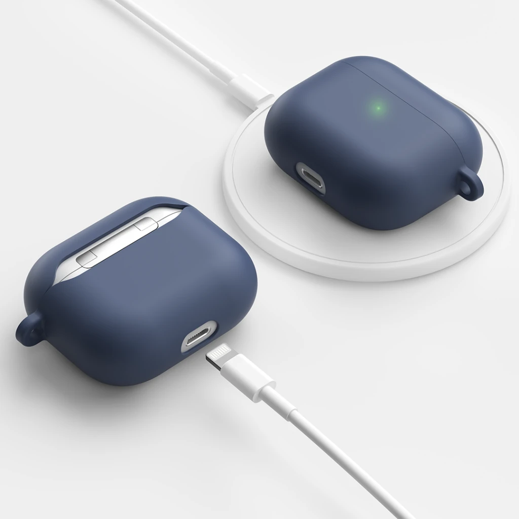 „KeyBudz“ – „PodSkinz HyBridShell“ serijos raktų pakabuko dėklas – aukščiausios kokybės kietas trijų sluoksnių dėklas jūsų „Airpods 3“ ausinėms (spalva: vidurnakčio mėlyna)