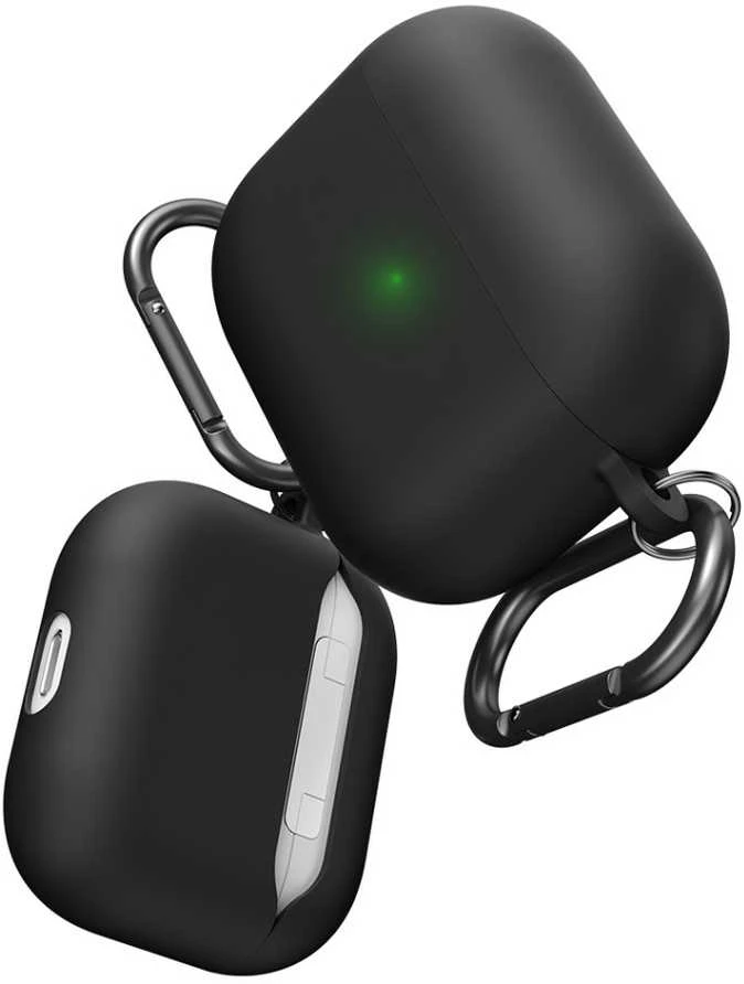 „KeyBudz“ – „PodSkinz HyBridShell“ serijos raktų pakabuko dėklas – aukščiausios kokybės kietas trijų sluoksnių dėklas jūsų „Airpods 3“ ausinėms (spalva: juoda)