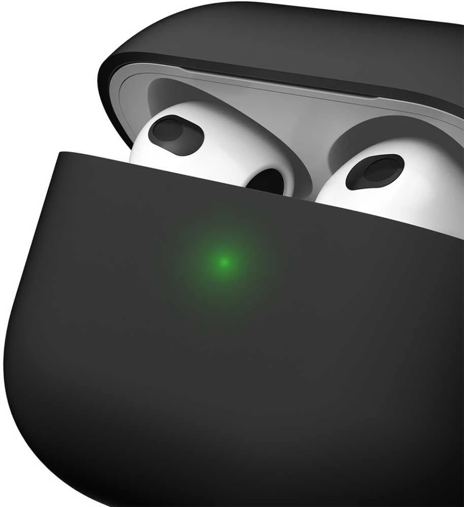 „KeyBudz“ – „PodSkinz HyBridShell“ serijos raktų pakabuko dėklas – aukščiausios kokybės kietas trijų sluoksnių dėklas jūsų „Airpods 3“ ausinėms (spalva: juoda)