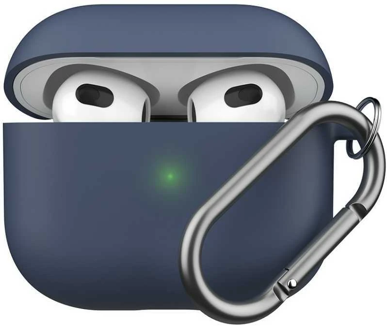 „KeyBudz“ – „PodSkinz HyBridShell“ serijos raktų pakabuko dėklas – aukščiausios kokybės kietas trijų sluoksnių dėklas jūsų „Airpods 3“ ausinėms (spalva: vidurnakčio mėlyna)