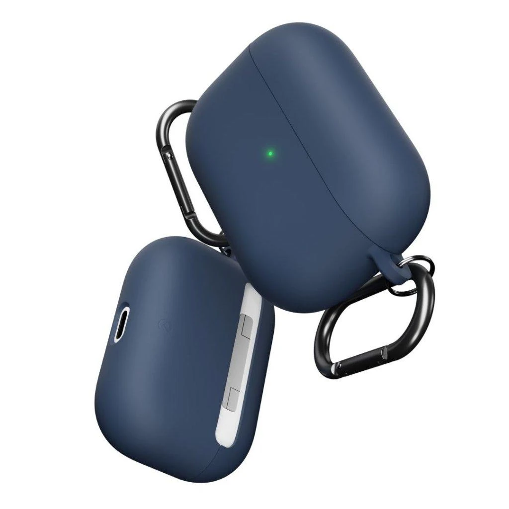 „Keybudz“ – „PodSkinz HyBridShell“ serijos raktų pakabuko dėklas – aukščiausios kokybės kietas trijų sluoksnių dėklas jūsų „Airpods Pro“ ausinėms (spalva: vidurnakčio mėlyna)