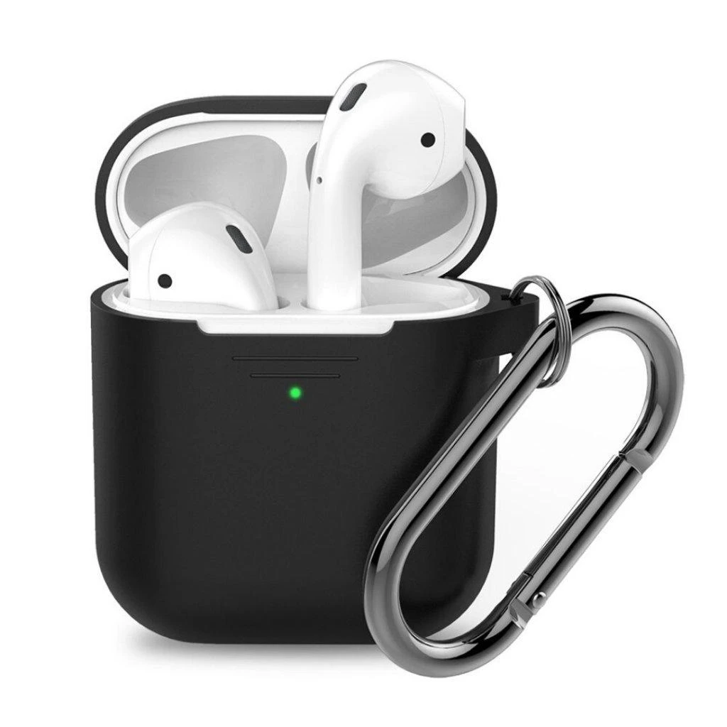 KeyBudz Elevate raktų pakabukas – AirPods 1/2 silikoninis apsauginis dėklas (baltas)