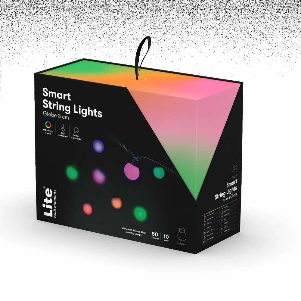 Lite Bulb Moments LBM 10 m išmanioji lauko šviesos grandinė – 50 x gaublys 3 cm