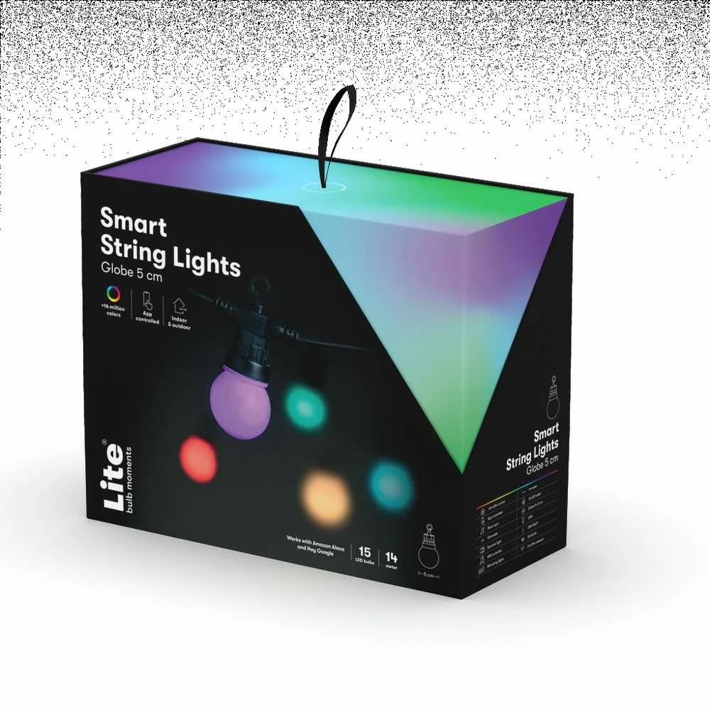 Lite Bulb Moments LBM 14m Smart Outdoor šviesos grandinė – 15 x Globe 5cm