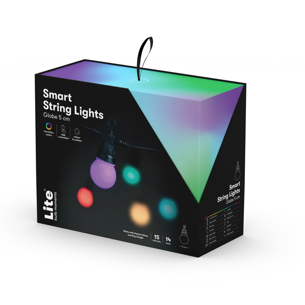 Lite Bulb Moments LBM 14m Smart Outdoor šviesos grandinė – 15 x Globe 5cm