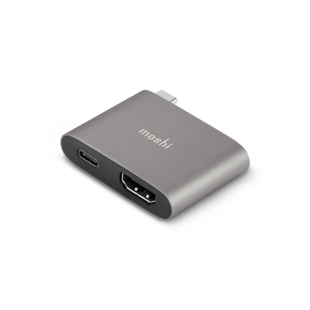 „Moshi“ USB-C į HDMI adapteris su įkrovimu – titano pilka