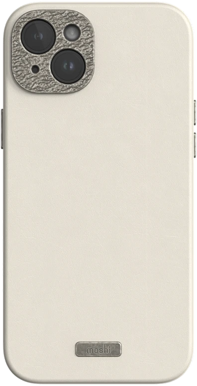Dėklas „Moshi Napa“, skirtas „iPhone 15 Plus“ – kiaušinio skonio baltas