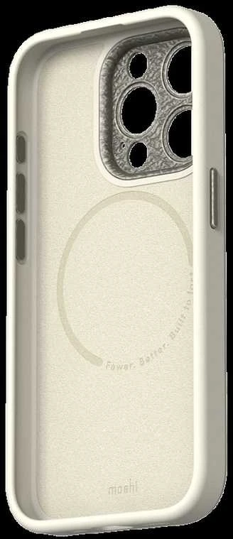 Dėklas „Moshi Napa“, skirtas „iPhone 15 Pro“ – kiaušinio skonio baltas