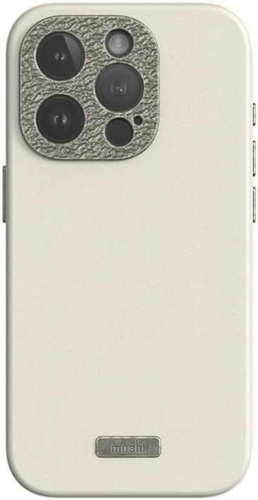 Dėklas „Moshi Napa“, skirtas „iPhone 15 Pro“ – kiaušinio skonio baltas