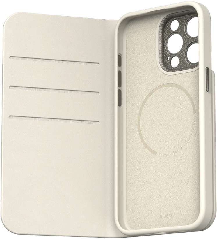 Dėklas „Moshi Overture“, skirtas „iPhone 15 Pro Max“ – kiaušinio skonio baltas