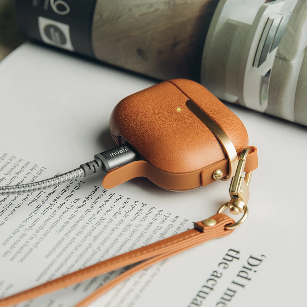 Moshi apsauginis Pebbo Luxe dėklas AirPods 3 rudas