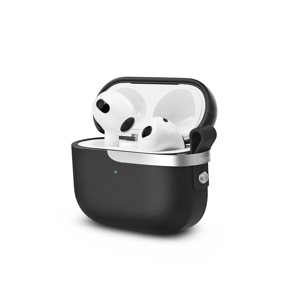 Moshi Pebbo Luxe apsauginis dėklas, skirtas AirPods 3 juodas
