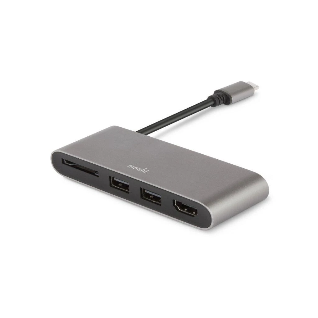 Moshi USB-C daugialypės terpės adapteris, titano pilkas