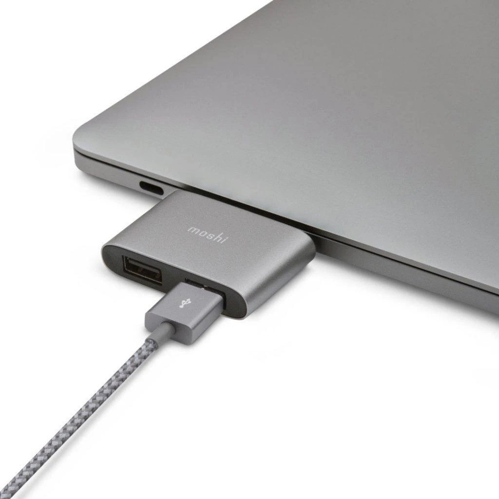 Moshi USB-C dvigubas USB-A adapteris, titano pilkas