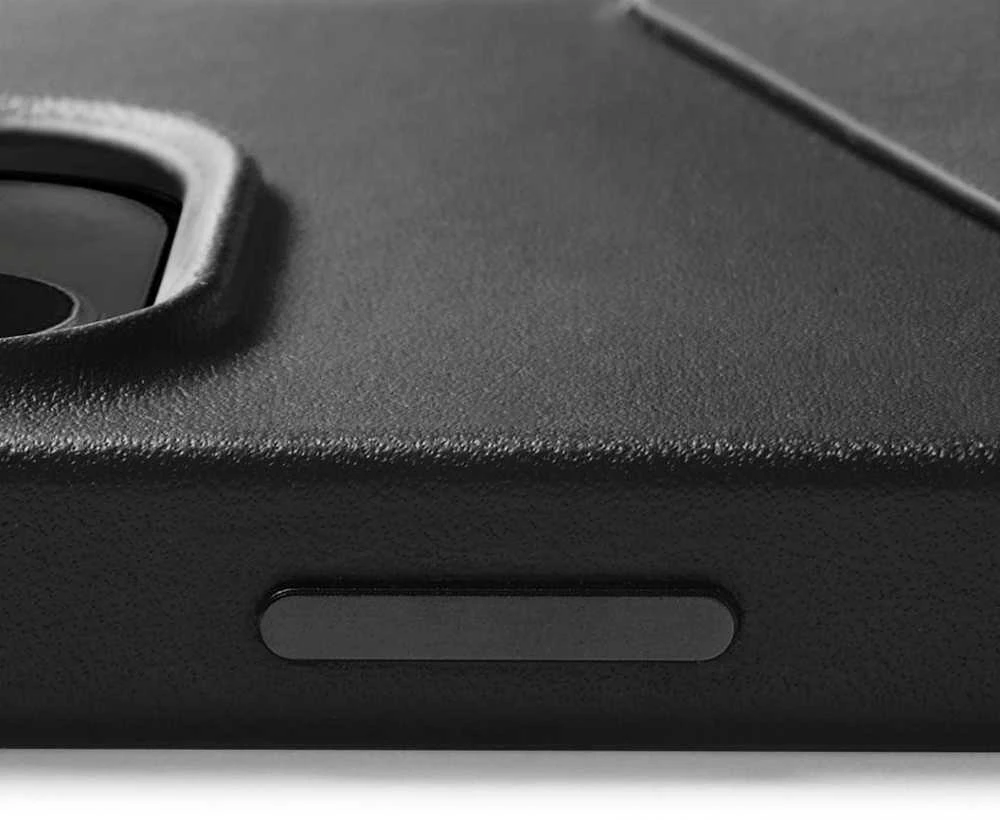 „Mujjo“ odinis piniginės formos dėklas, skirtas „iPhone 15 Plus“ ir „14 Plus“ – Juodas