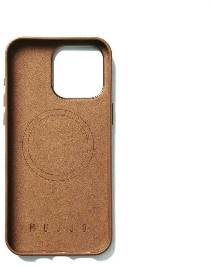 „Trubadour Goods Limited“ „Mujjo“ odinis piniginės dėklas – odinis dėklas, skirtas „iPhone 15 Pro Max“, suderinamas su „MagSafe“ (įdegis)