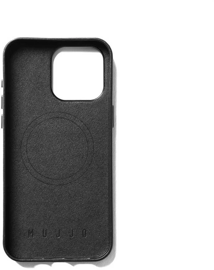 Dėklas Troubadour Goods Limited Mujjo Full Leather Wallet Case – dėklai, sukurti iPhone 15 Pro Max, suderinami su MagSafe (juodas)